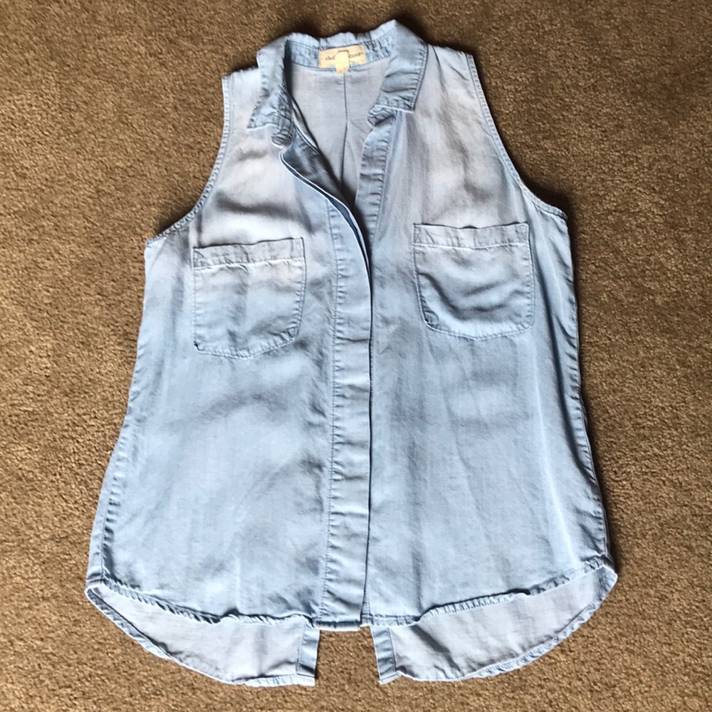 Sleeveless jean button down